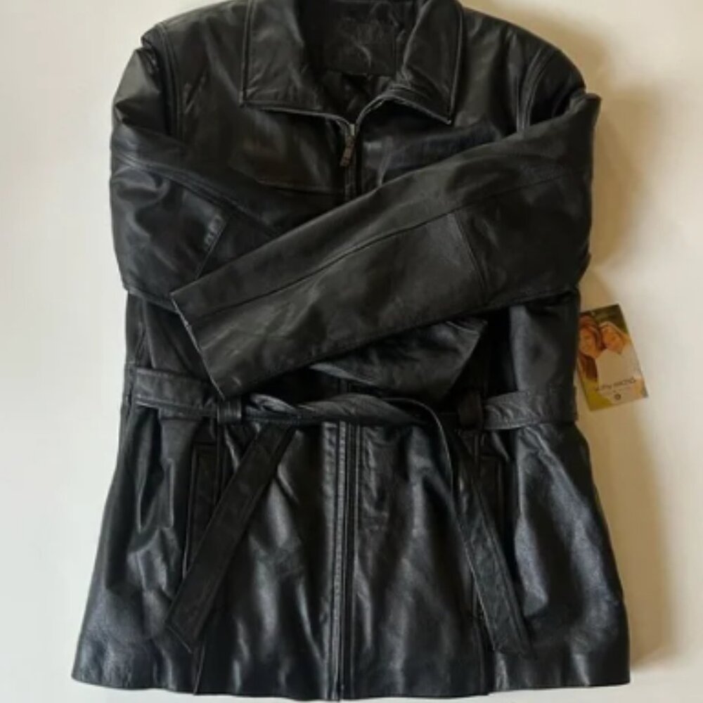 90s/ y2k Vintage Leather Moto Jacket NEW WITH TAGS - Kathy Ireland